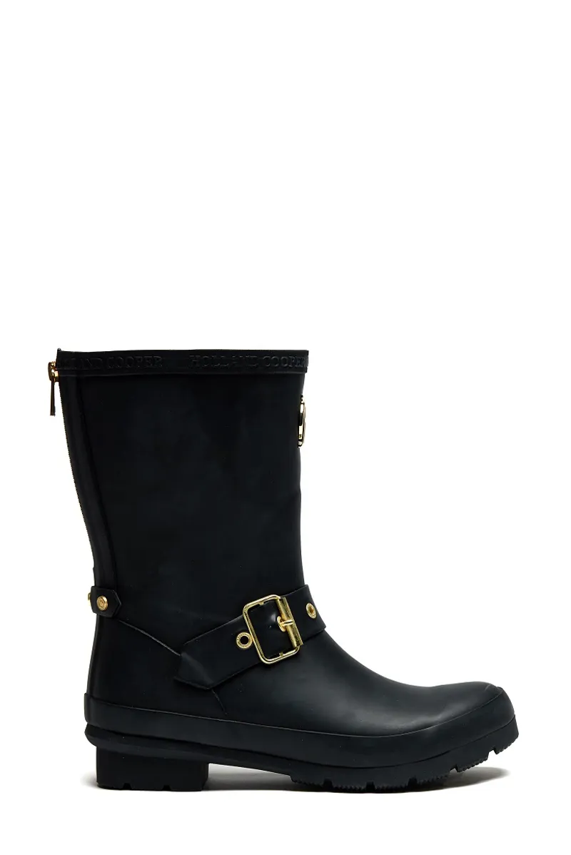 Holland Cooper Sherpa Lined Chelsea Wellington in Matte Black-3